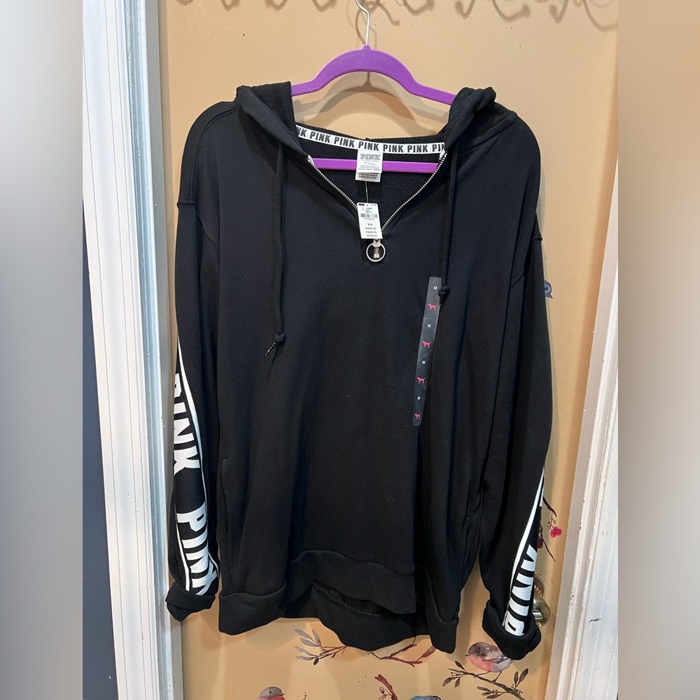 PINK Victoria's Secret Black Zip-Up Sweater